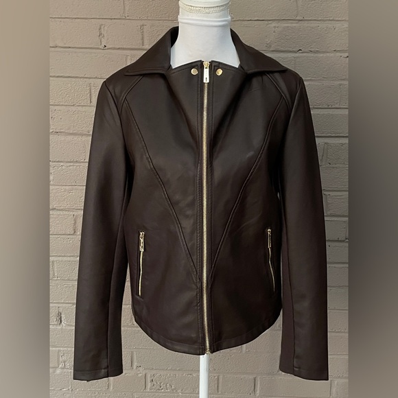 Kenneth Cole Brown Faux Leather Jacket M - Picture 3 of 12